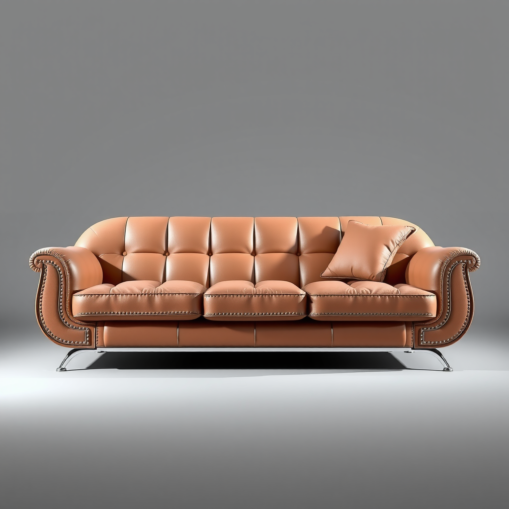 エレガントな曲線と洗練されたディテールを持つプレミアムレザーの独占デザイナーソファ